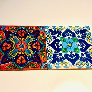 Two beautiful Mexican Talavera Tiles